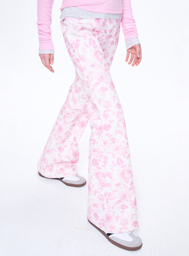 FLARE JEANS FLORAL_PINK