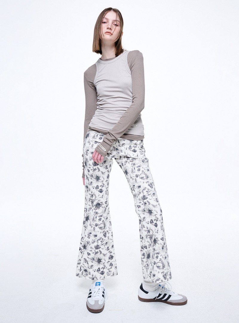 FLARE JEANS FLORAL_GREY