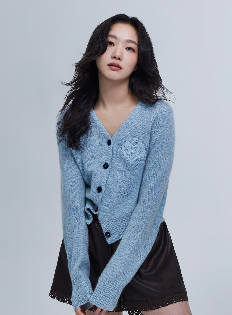 RACCOON BLENDED CARDIGAN V NECK SPADE_MINT