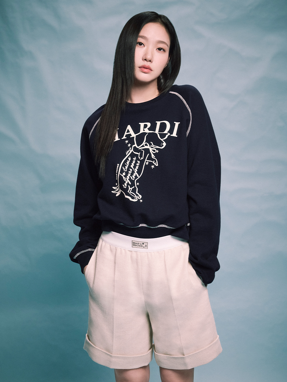 SWEATSHIRT RAGLAN SWING THE TAIL DDANJI_NAVY CREAM