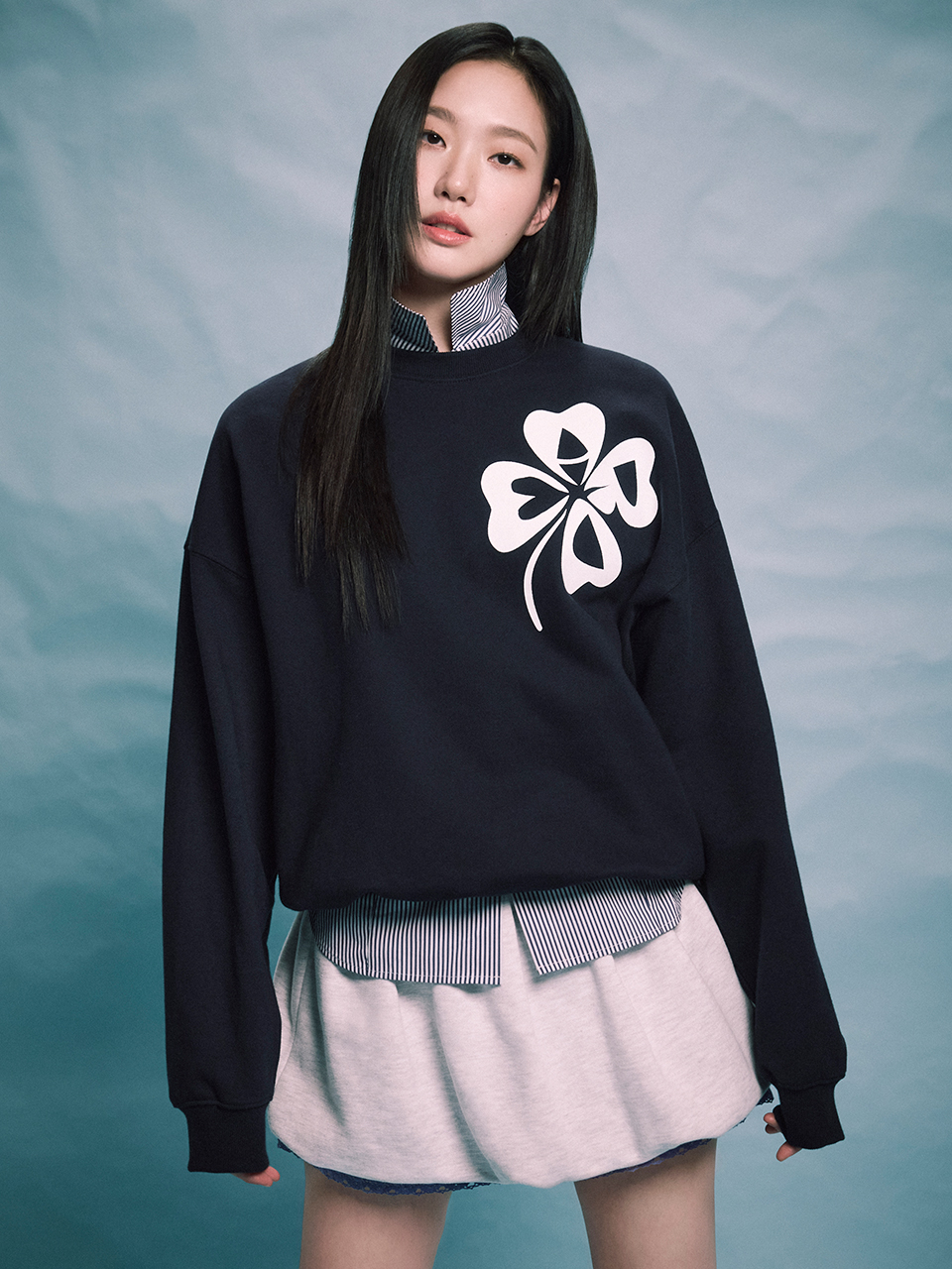 SWEATSHIRT CLOVERMARDI_NAVY WHITE