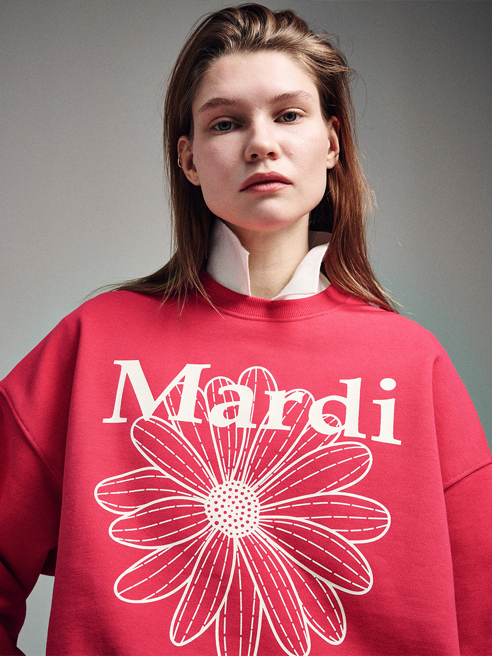 SWEATSHIRT FLOWERMARDI_RED IVORY