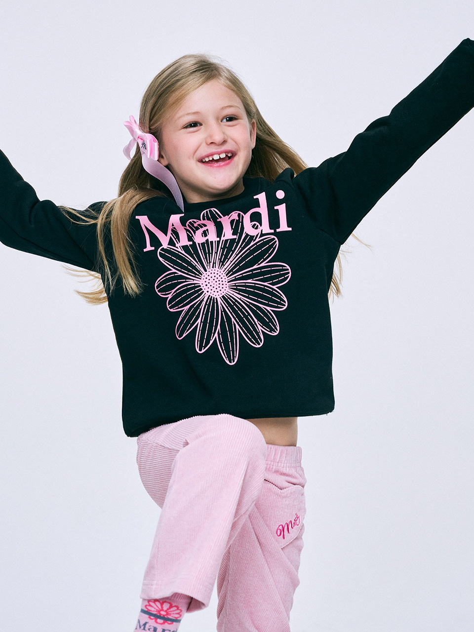 KIDS SWEATSHIRT FLOWERMARDI_BLACK PINK