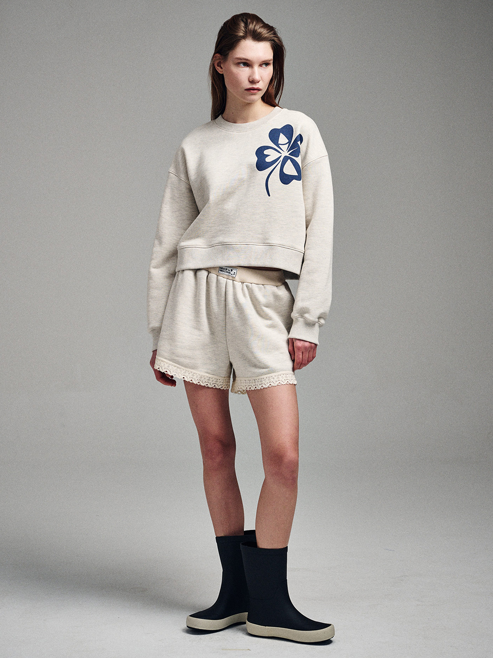 CROPPED SWEATSHIRT CLOVERMARDI_OATMEAL BLUE