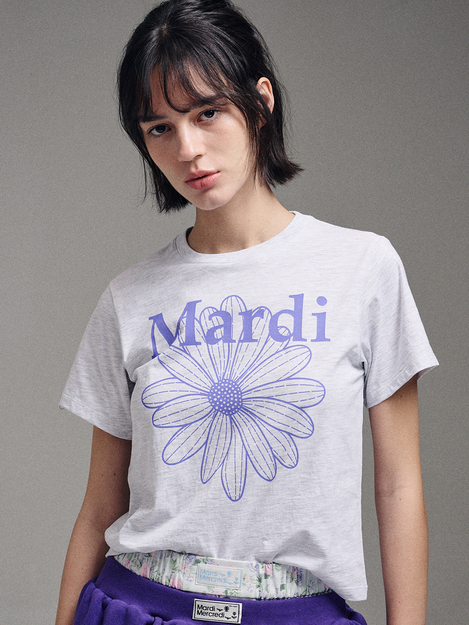 [5/10 순차배송] SLIM TSHIRT FLOWERMARDI_HEATHER PURPLE