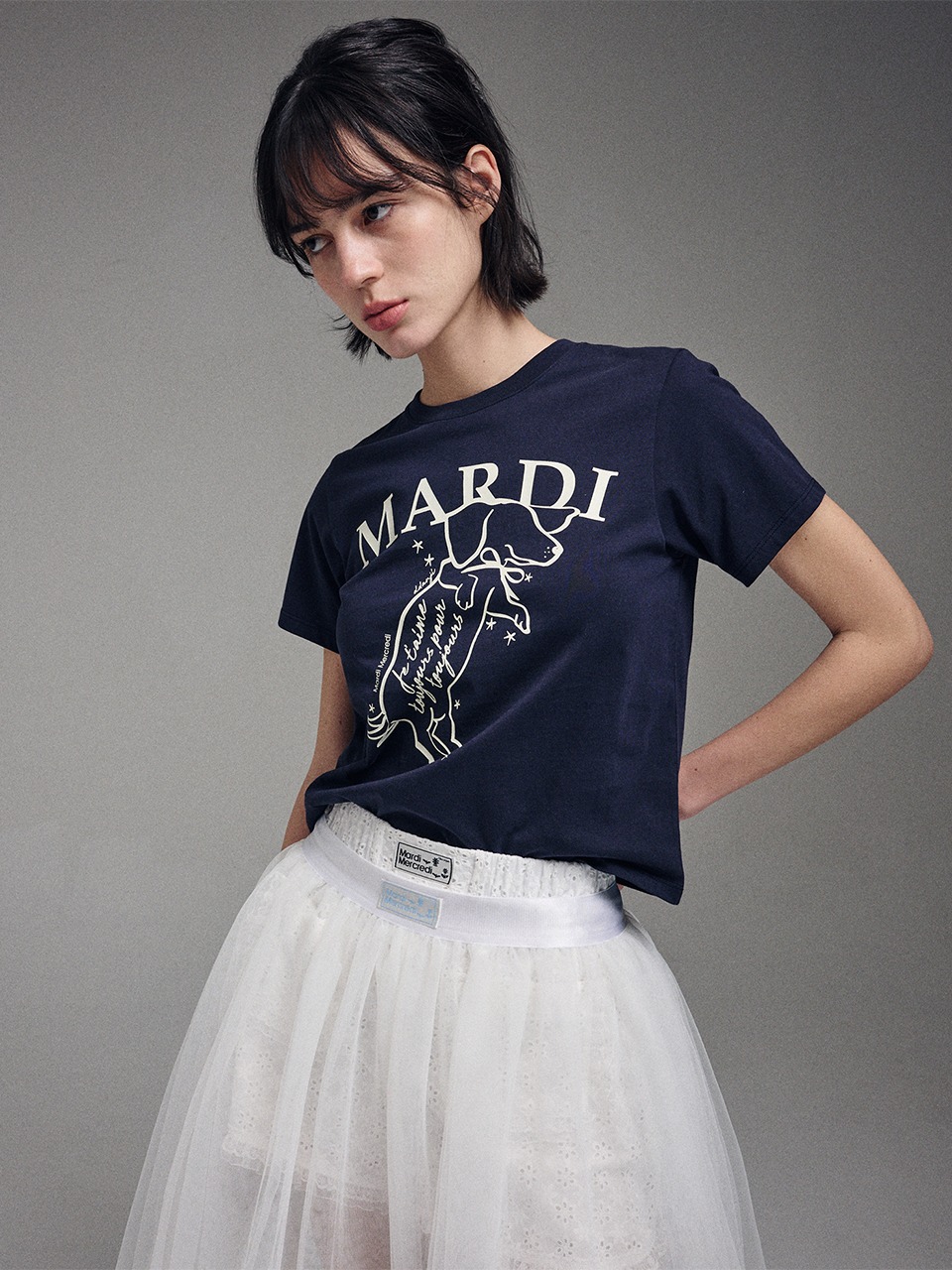 SLIM TSHIRT SWING THE TAIL DDANJI_NAVY IVORY - MARDI MERCREDI
