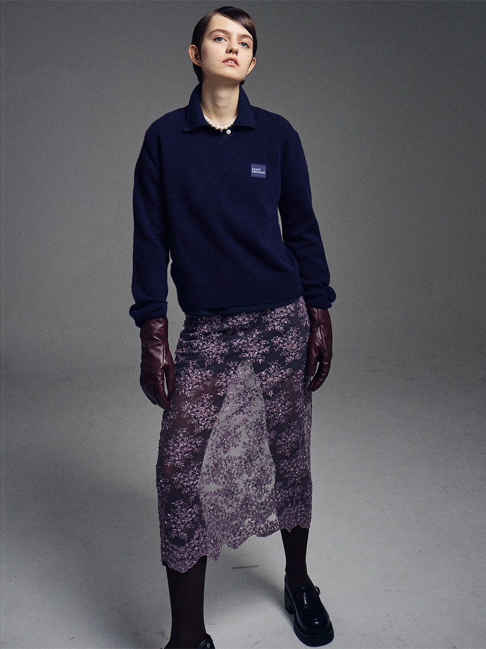 ★MARDI MERCREDI★SEQUIN LAYERED SKIRT★ SEQUIN LAYERED SKIRT LACE_VIOLET - MARDI MERCREDI
