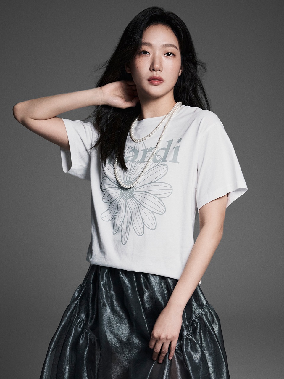 TSHIRT FLOWERMARDI_WHITE LIGHTGREY - MARDI MERCREDI