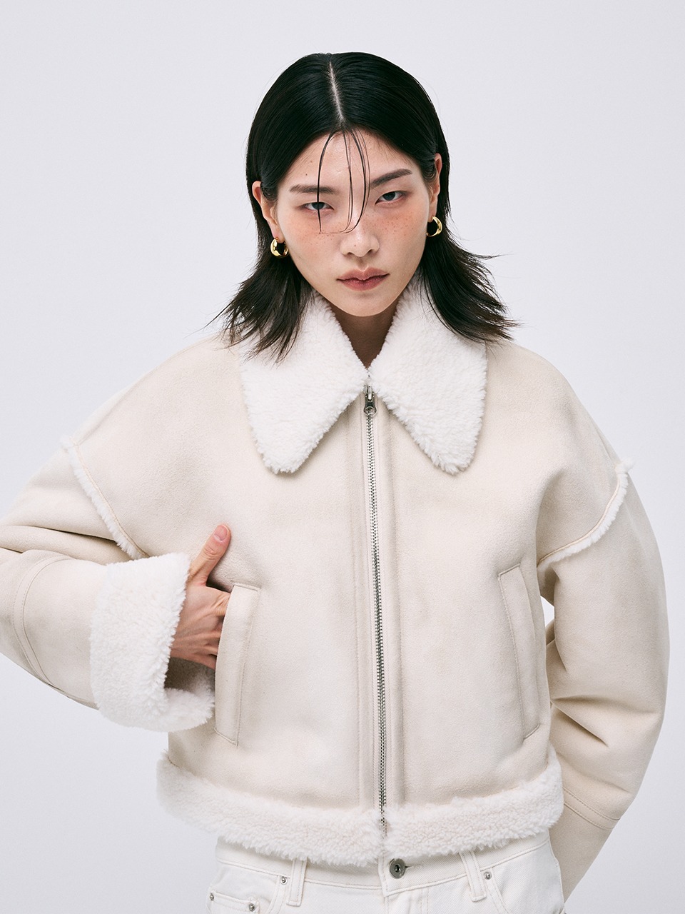 ★MARDI MERCREDI★SHEARLING CROPPED MUSTANG JACKET_CAMEL★ MARDI MERCREDI