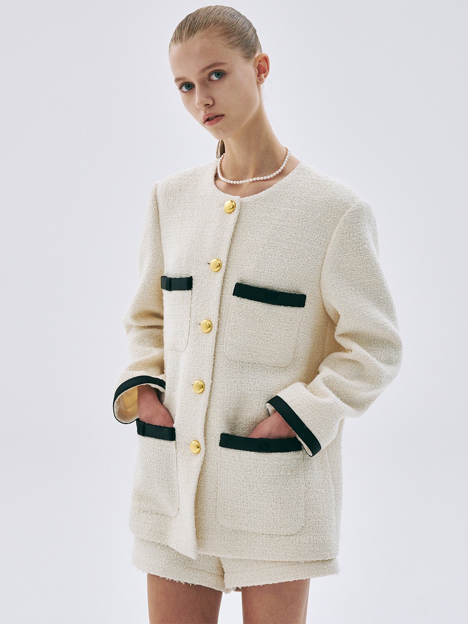 ★MARDI MERCREDI★SPRING TWEED OVERSIZED JACKET SPRING TWEED OVERSIZED JACKET_IVORY - MARDI MERCREDI