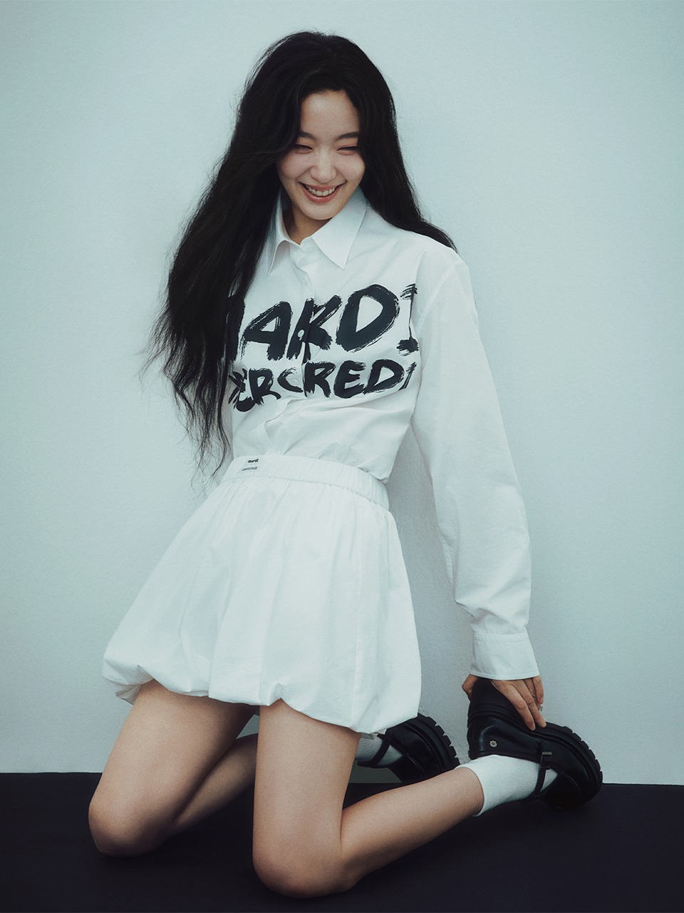 COTTON BALLOON MINI SKIRT DOUBLE LABEL_WHITE - MARDI MERCREDI