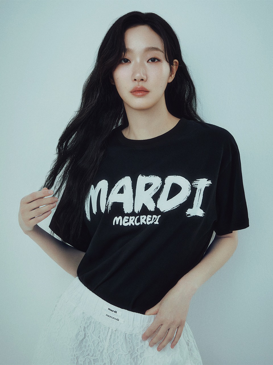 ★MARDI MERCREDI★TSHIRT BRUSH LOGO★大人気★ TSHIRT BRUSH LOGO_BLUE BLACK - MARDI MERCREDI