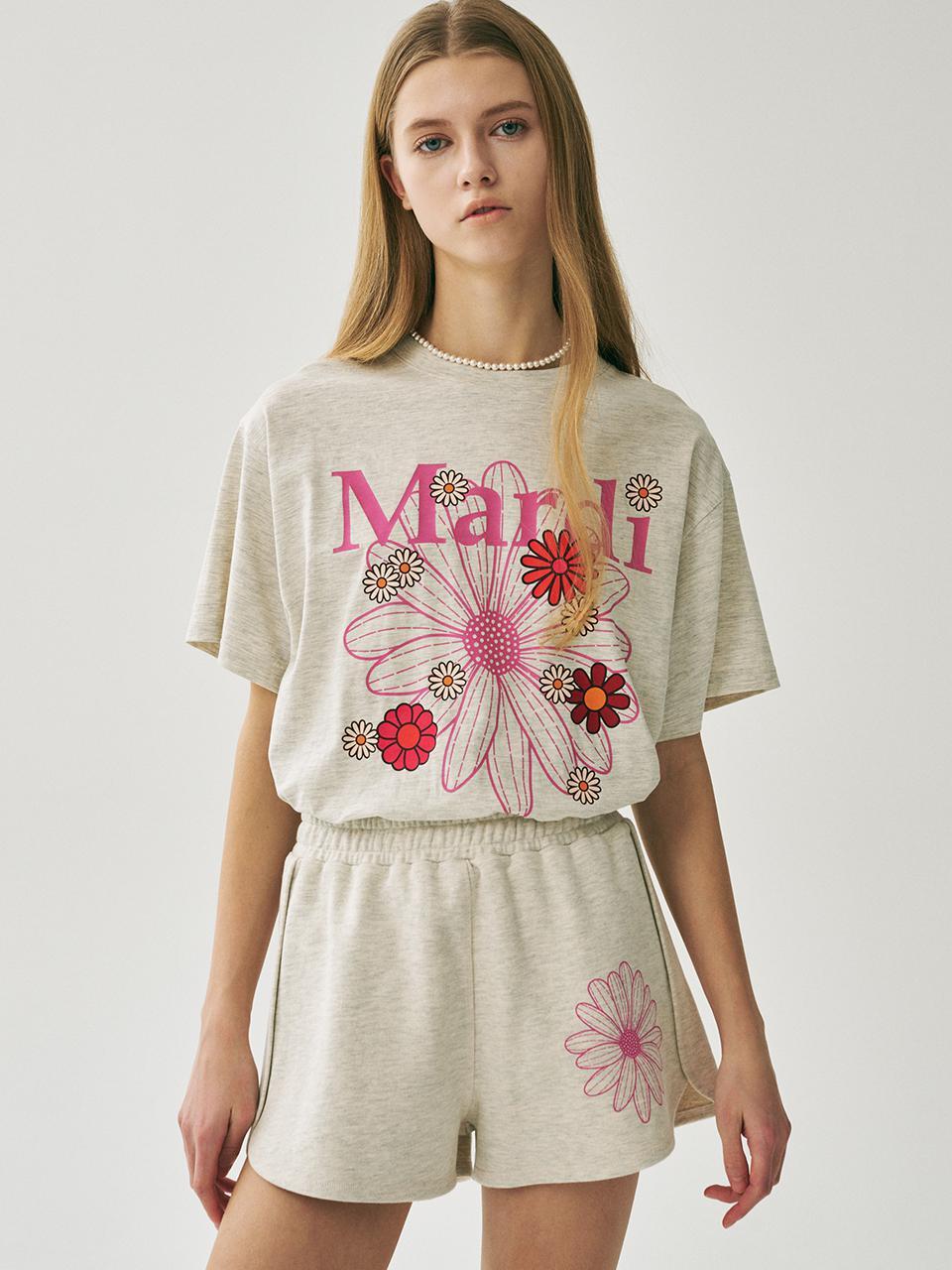 TSHIRT FLOWERMARDI BLOSSOM_OATMEAL PINK - MARDI MERCREDI TSHIRT FLOWERMARDI BLOSSOM_OATMEAL PINK - MARDI MERCREDI