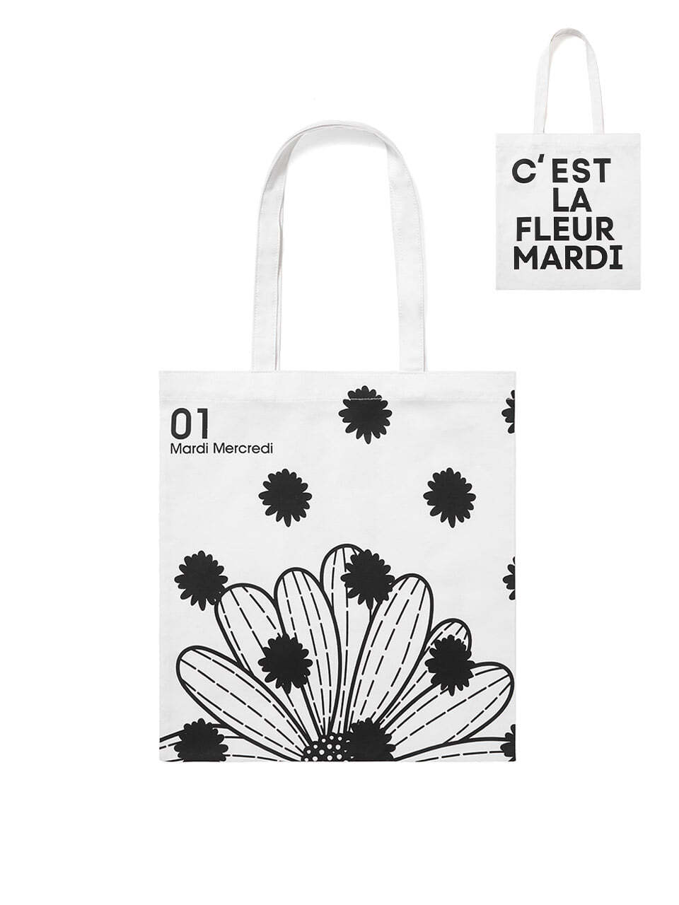 ●Mardi Mercredi●FLOWERMARDI PANINI BAG_BLACK Mardi Mercredi • Panini Nylon Flower Mardi – Dear Sunday