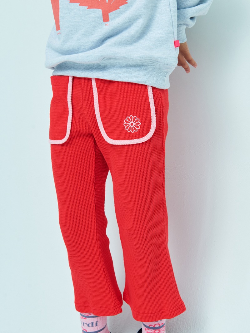 KIDS WAFFLE PLARE PANTS_RED