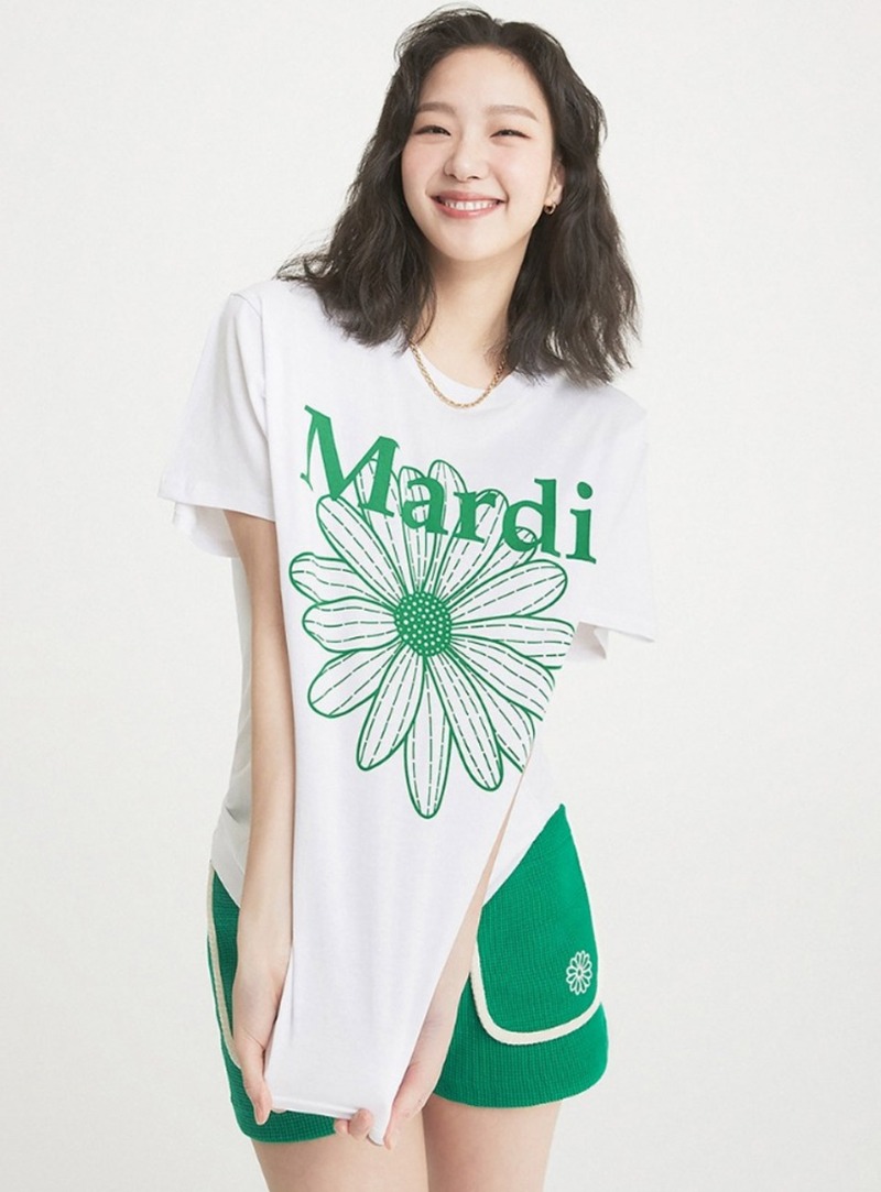 TSHIRT FLOWERMARDI_WHITE GREEN