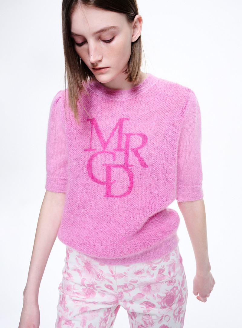 MOHAIR TOP PUFF SLEEVE MRCD_PINK HOTPINK