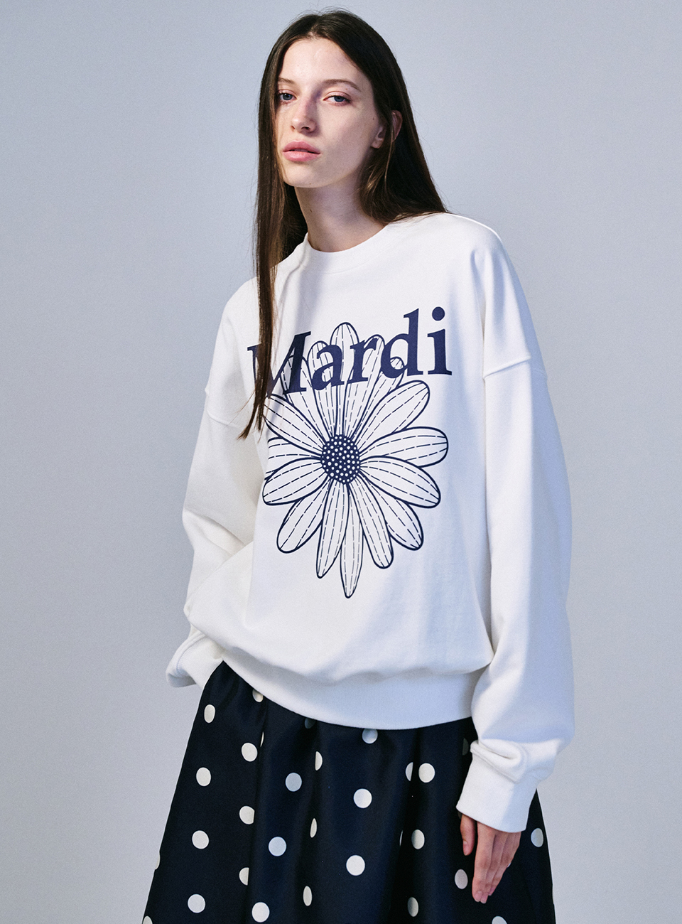 SWEATSHIRT FLOWERMARDI_WHITE NAVY