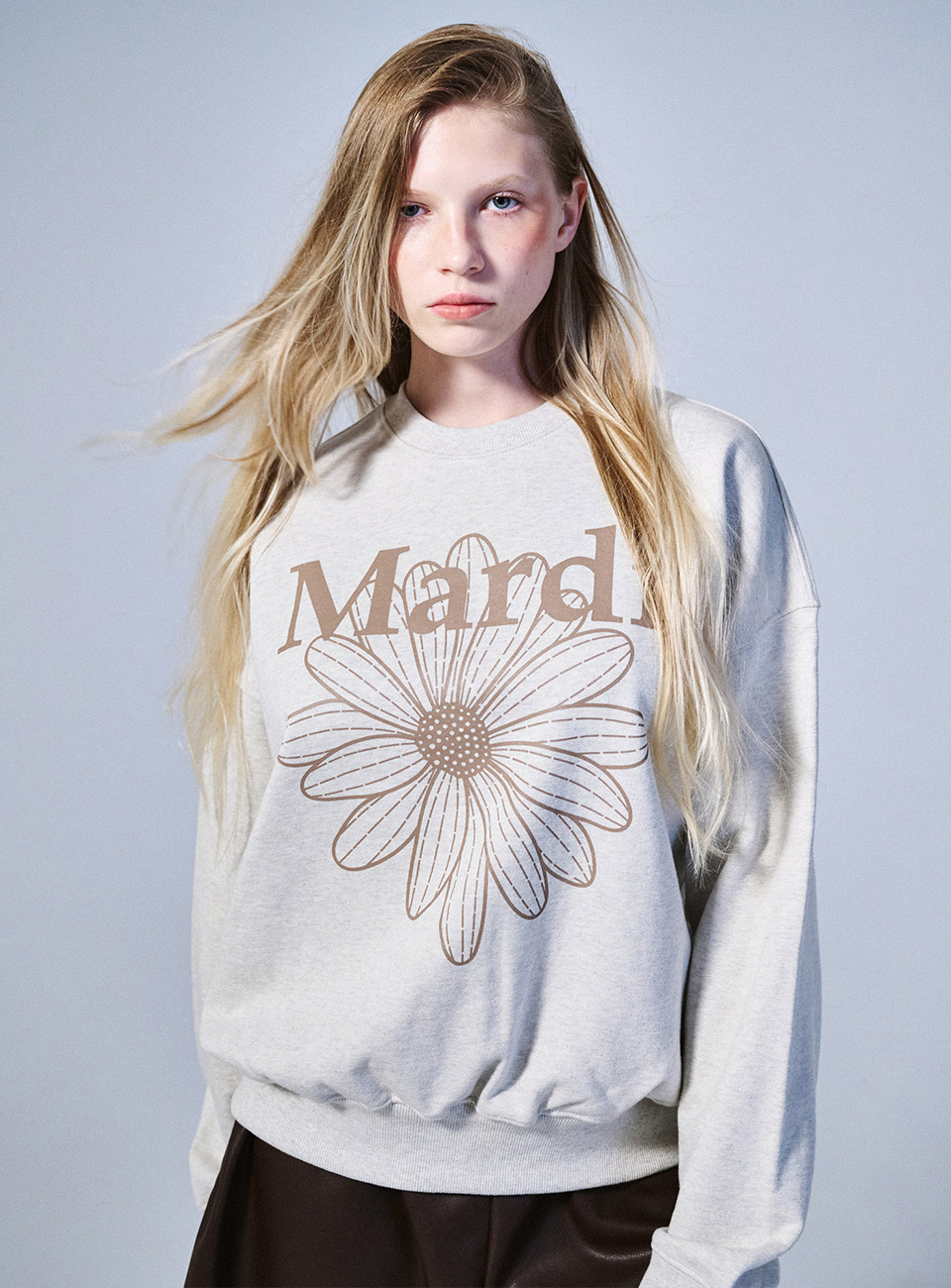 SWEATSHIRT FLOWERMARDI_OATMEAL TAUPE