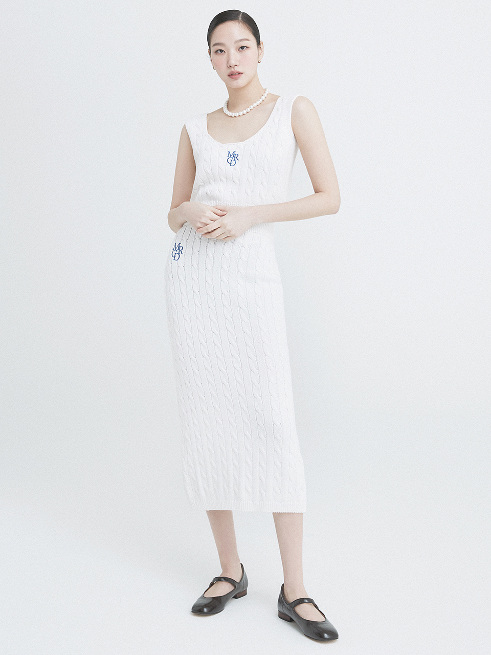 CABLE MAXI SKIRT MRCD_WHITE BLUE