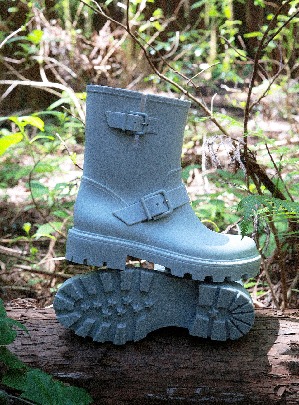 BUCKLE RAIN BOOTS MIDDLE_BLUE GRAY