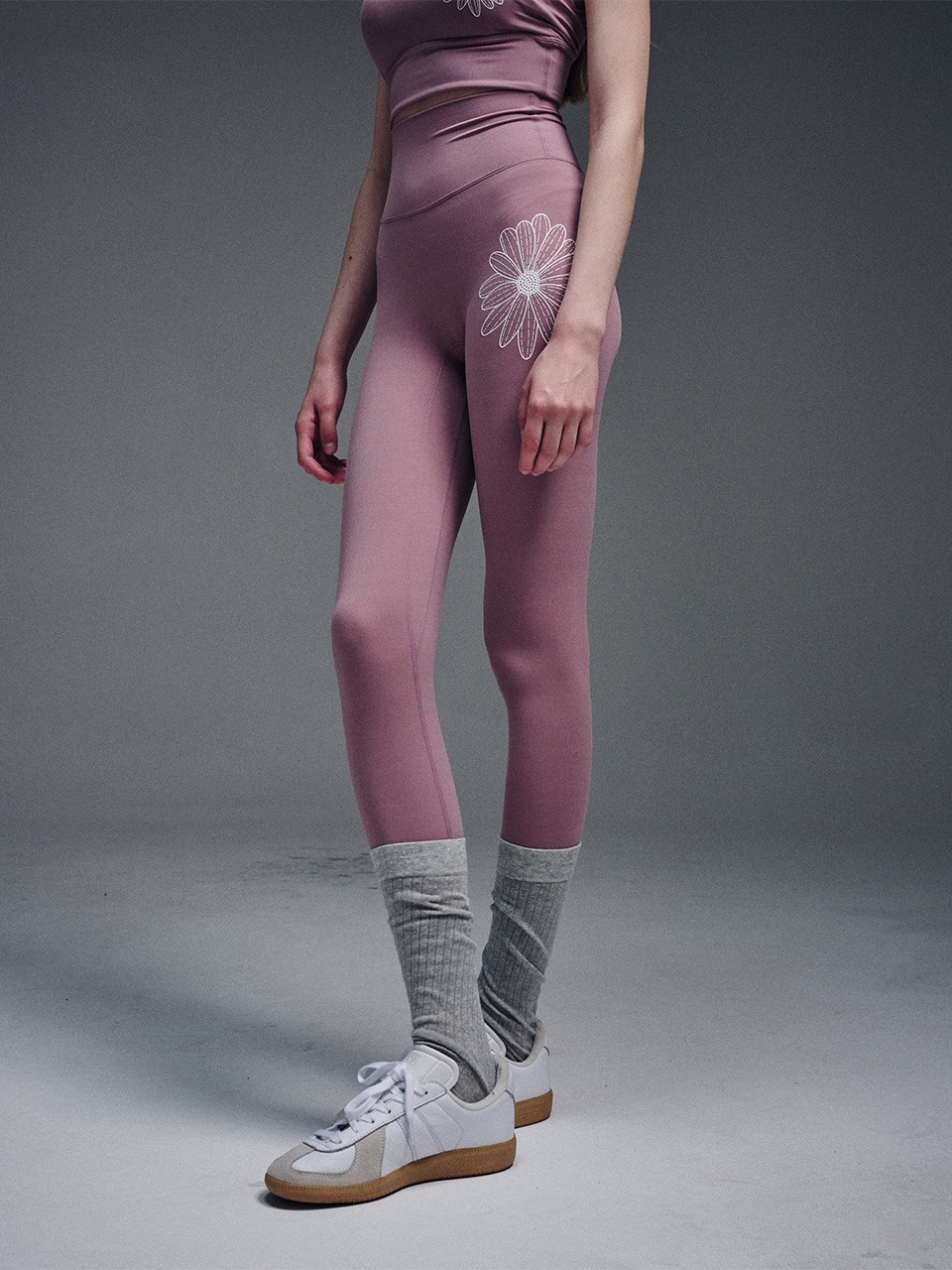 ●Mardi Mercredi●COMFORT biker leggings flower_BLACK PINK LEGGINGS - MARDI MERCREDI