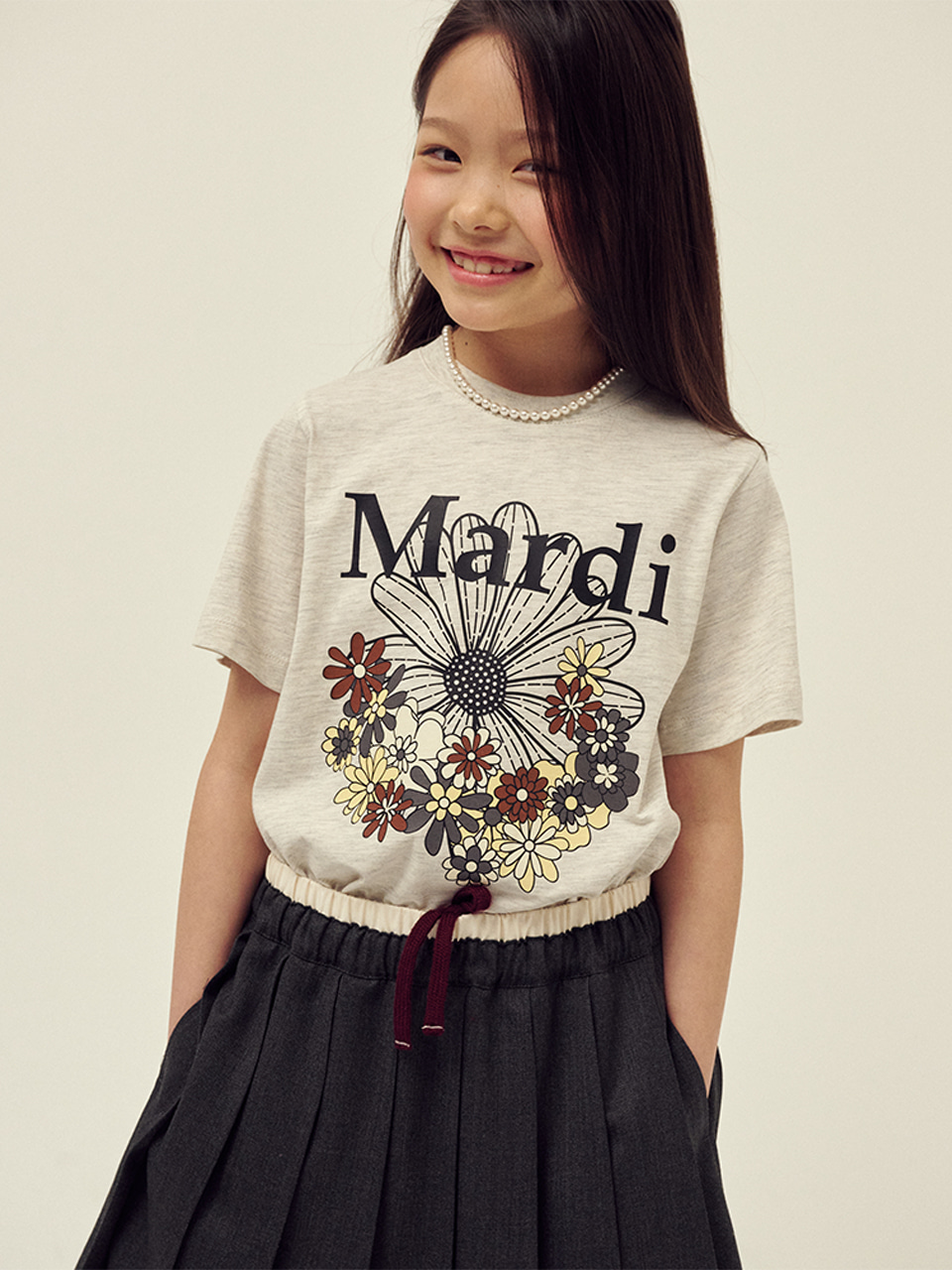 Mardi Mercredi キッズ用Tシャツ【まお】 Mardi Mercredi tシャツ KIDS TSHIRT TRIPLE FLOWER キッズ 子供