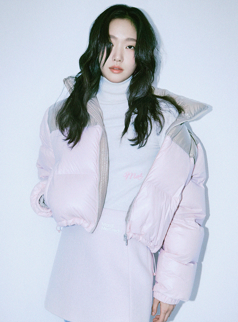 CROPPED DOWN JACKET COLOR BLOCK_PINK