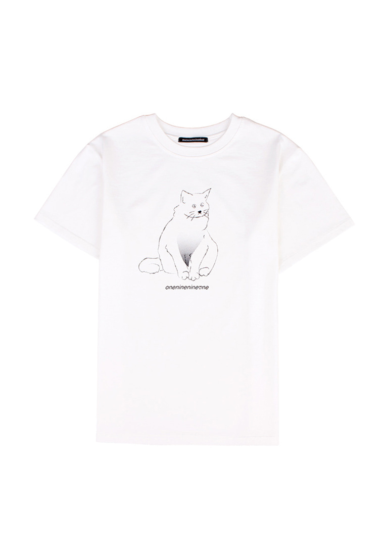 [REFURB] HEART CAT OVER FIT TEE_WHITE