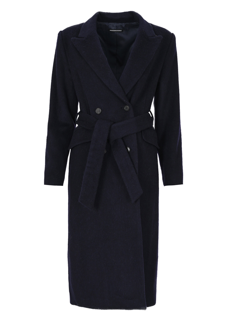 BELTED MOHAIR WOOL COAT_NAVY