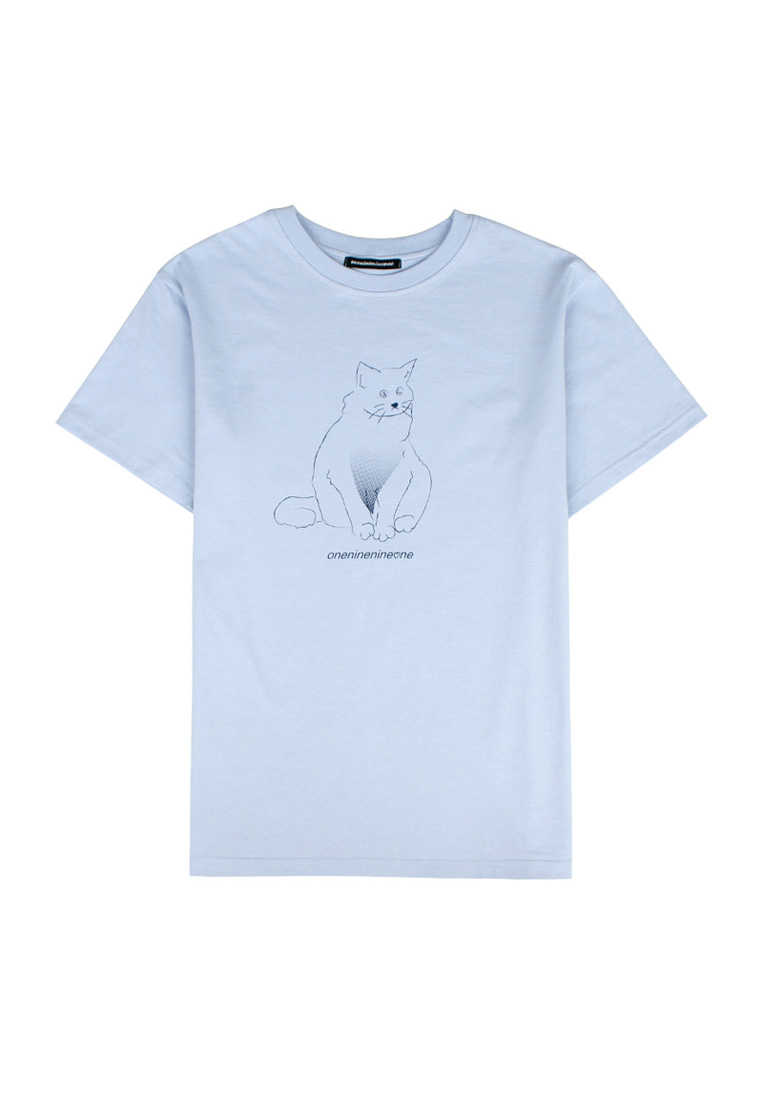 HEART CAT OVER FIT TEE_SKY BLUE