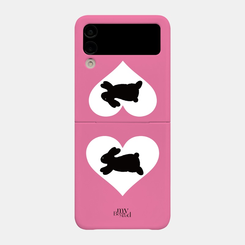 [Z플립 하드 케이스] Heart rabbits - 핑크