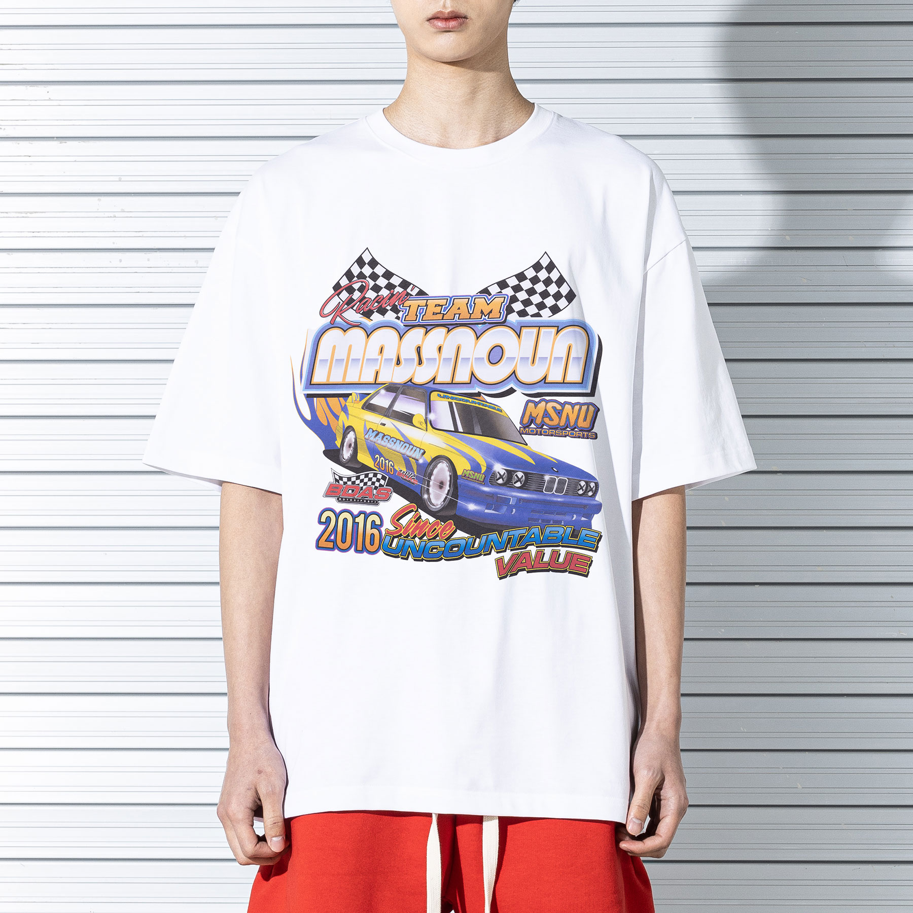 RACING CAR OVERSIZED T-SHIRTS MSTTS016-WT