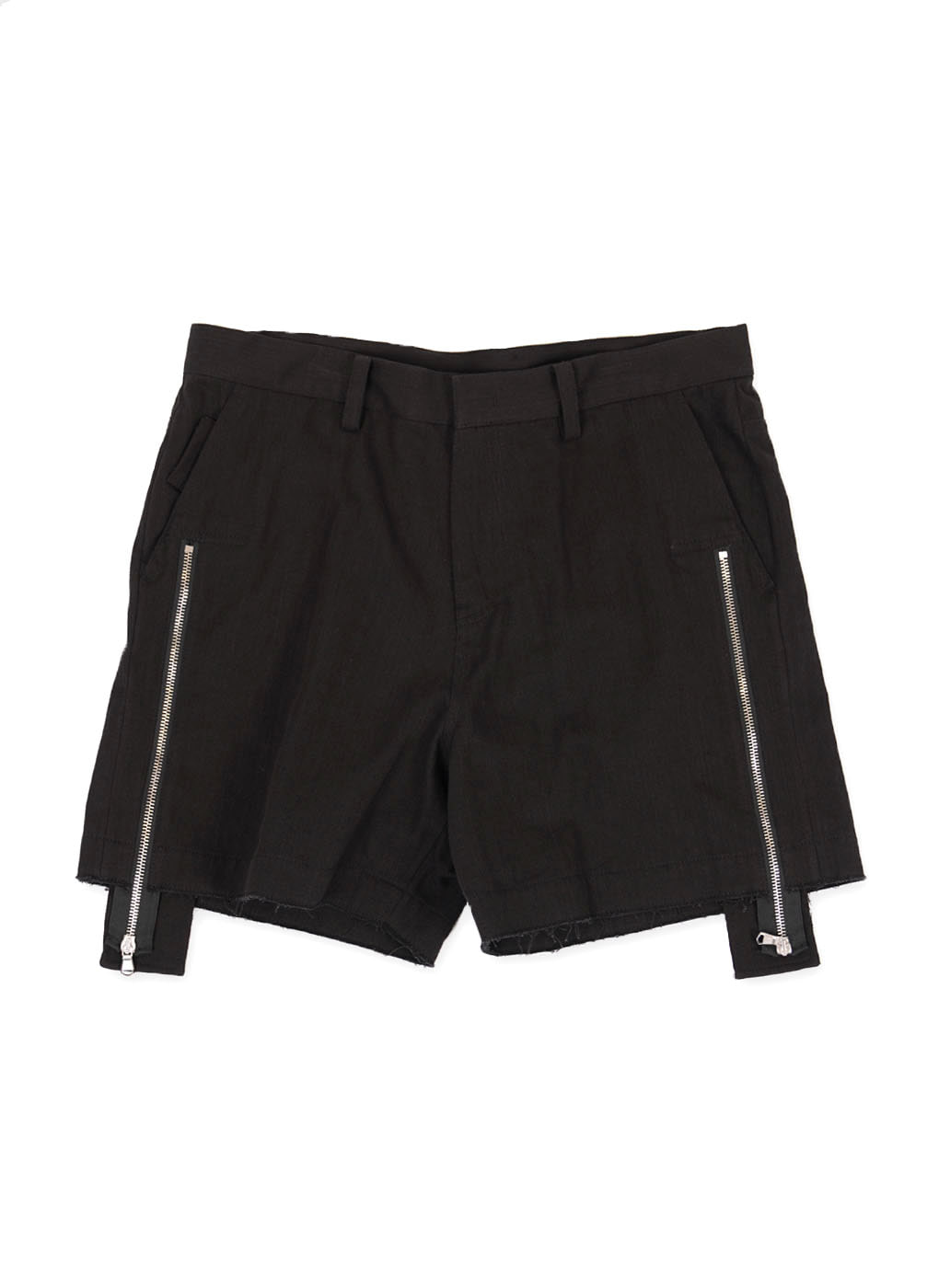 Black Denim Zipper Shorts