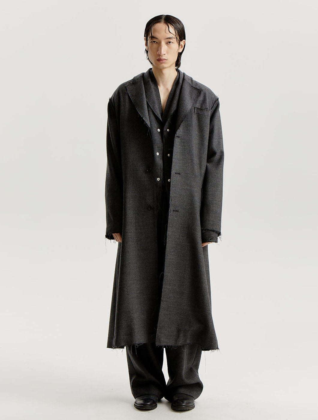 Dark Grey Wool Woven Inside Out Coat