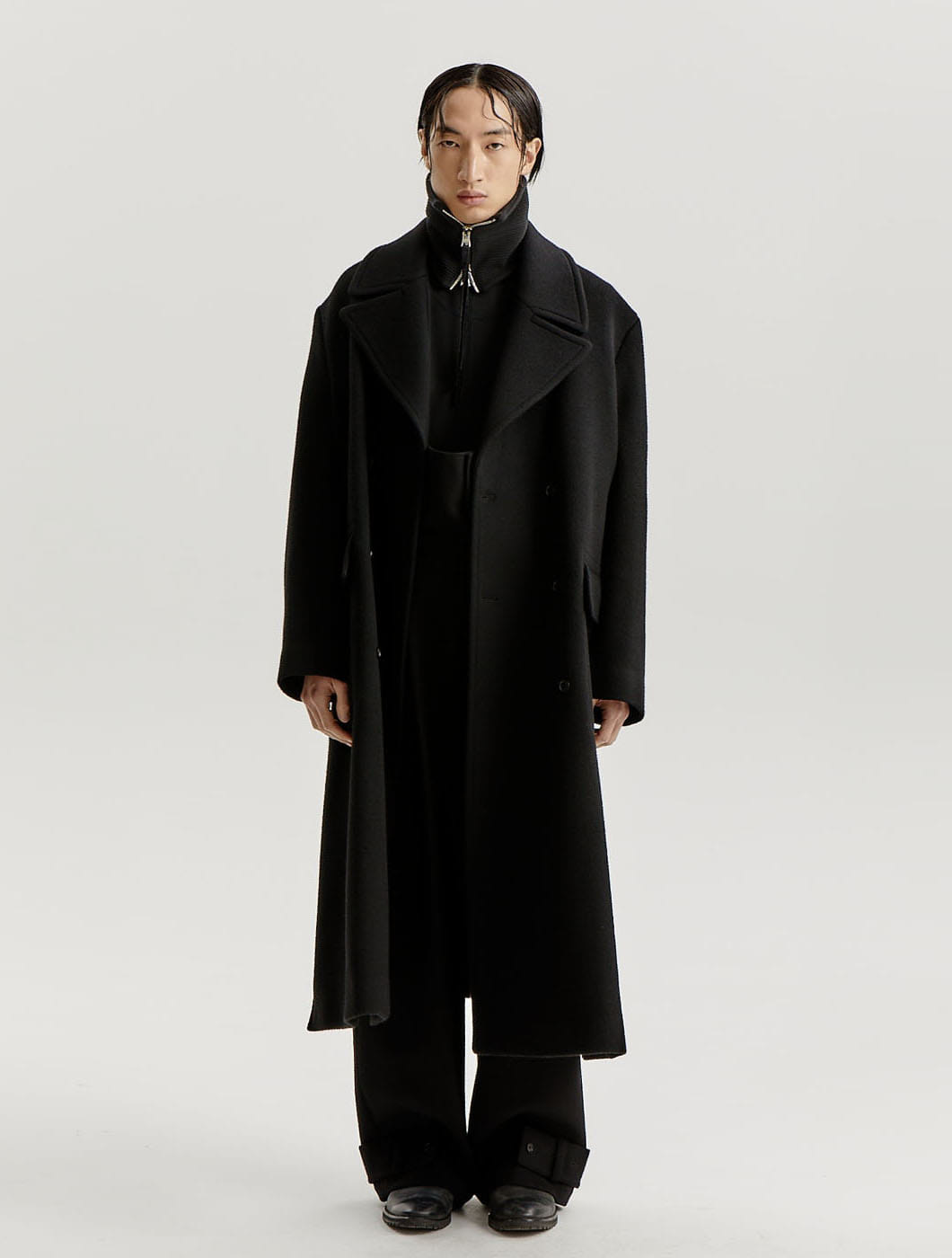 Black Wool Officer Coat