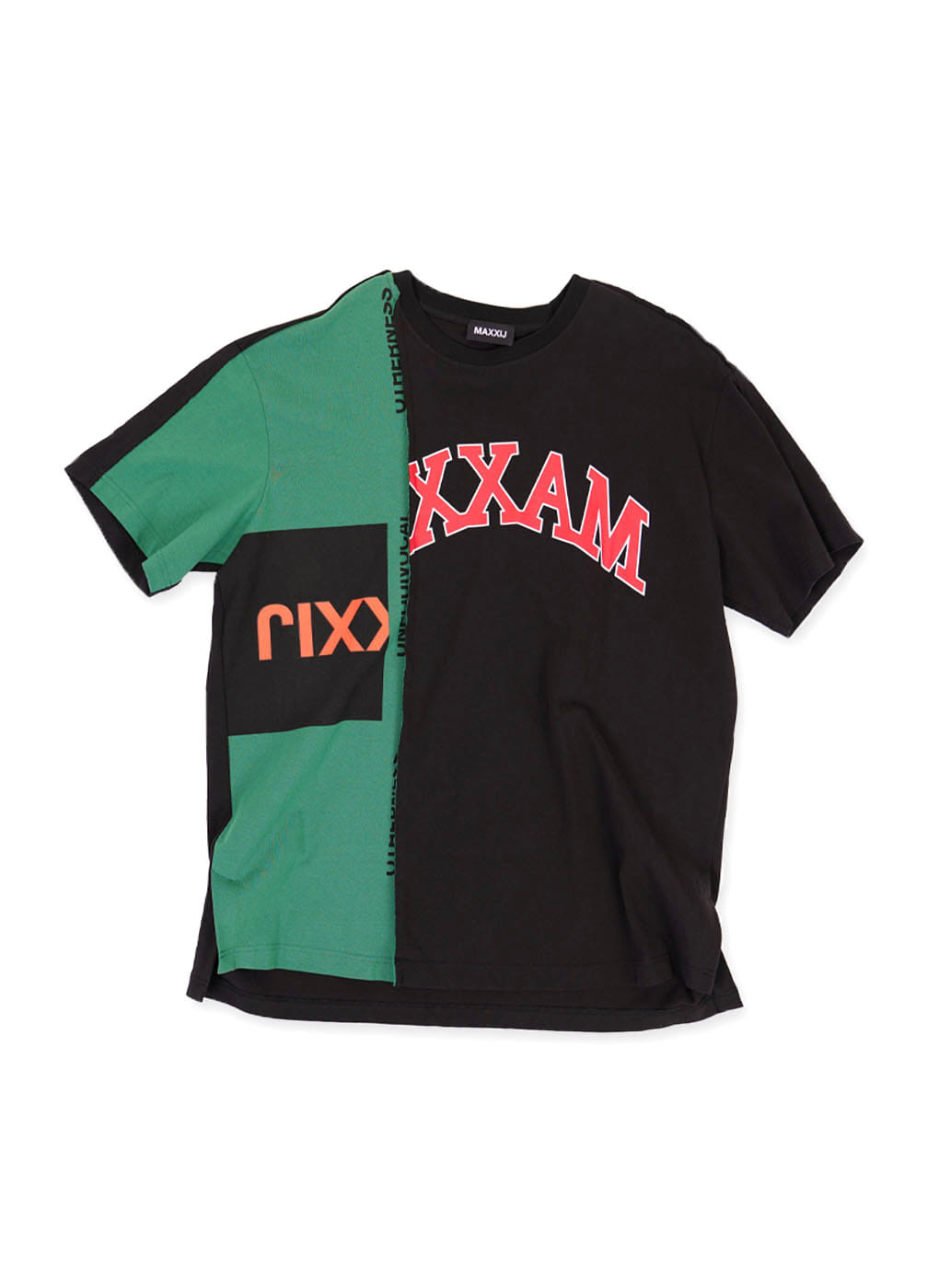 Green/Black Color Block Collage Printed T-shirt