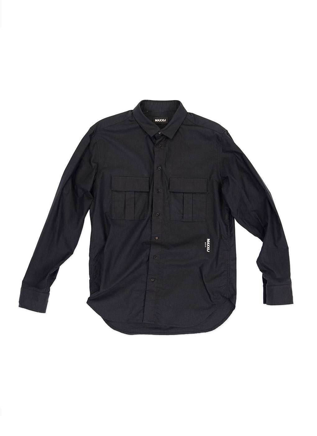 Black Military Button Down Oxford Shirt