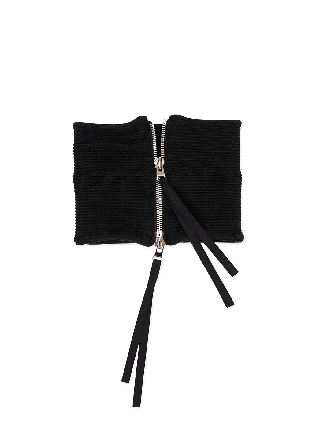 Black Strap Zipper Detailed Stretchable Neck Warmer