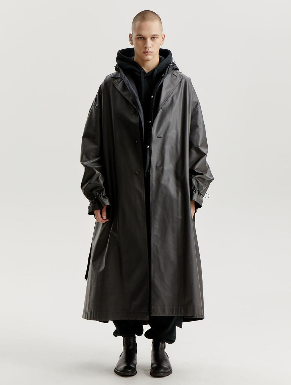 Black Waterproof Back Sided Oversized Coat