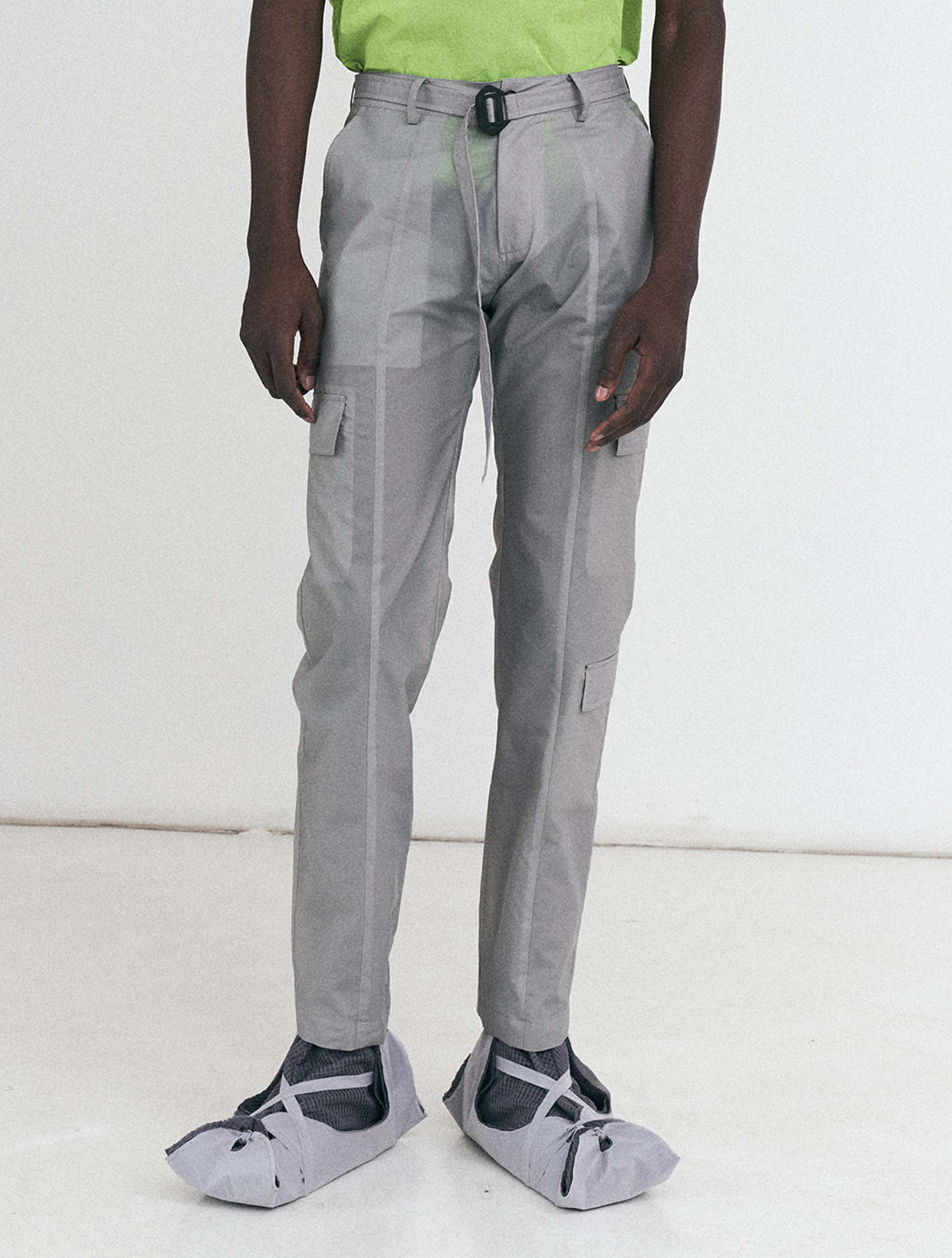 Grey Opaque Cargo Trousers