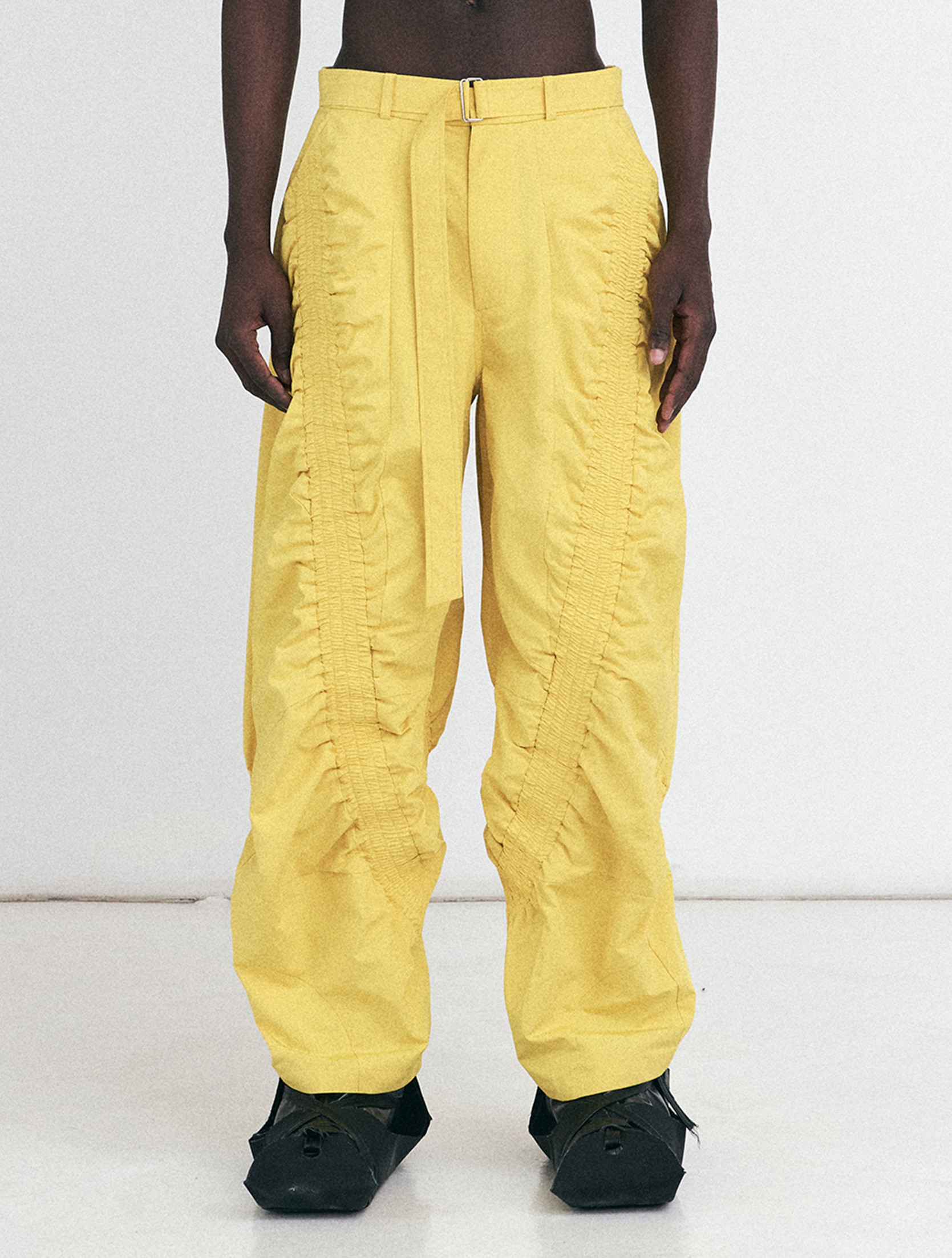 Yellow Technically Smocked Band Trousers