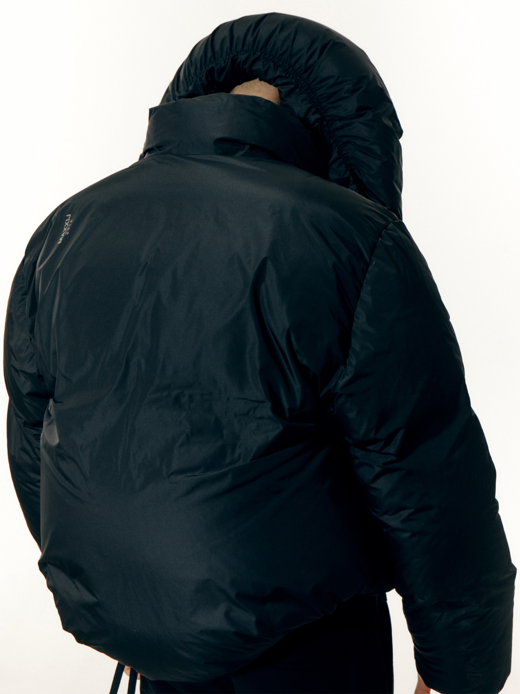 Black Wrinkle Structured Puffer Jacket