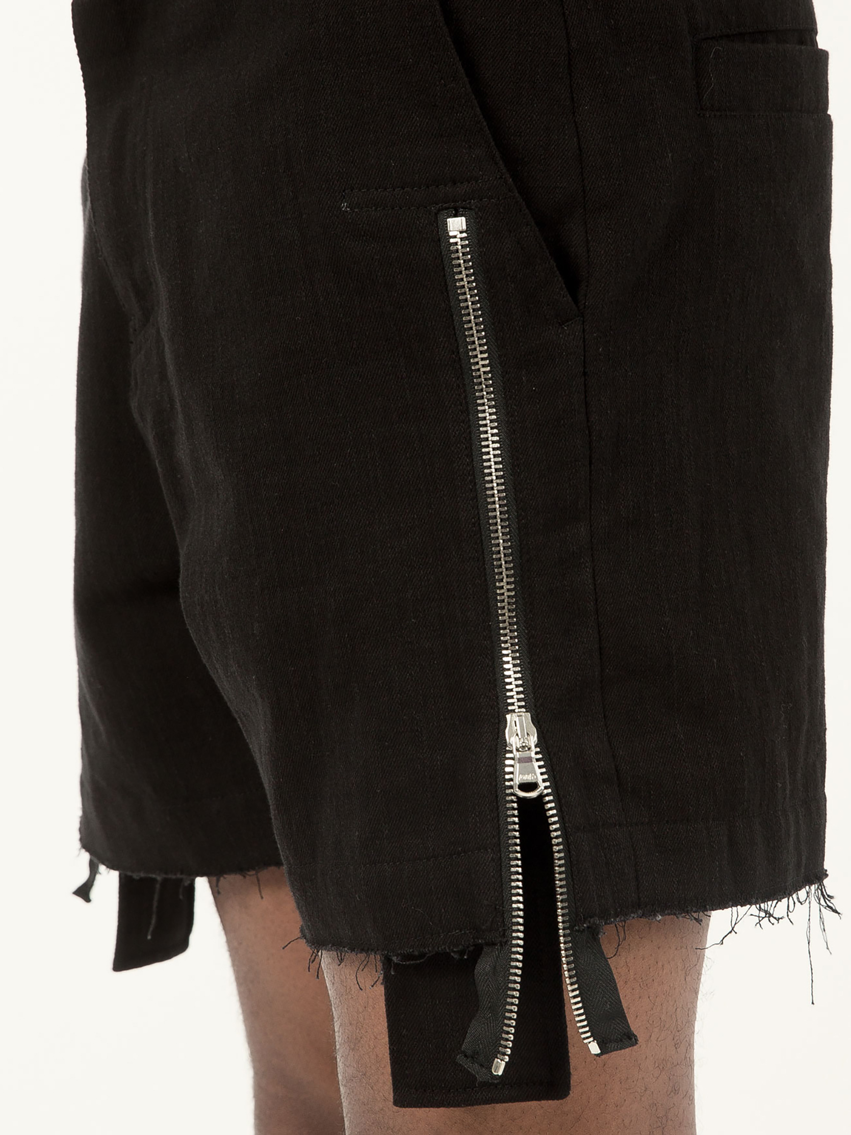 Black Denim Zipper Shorts