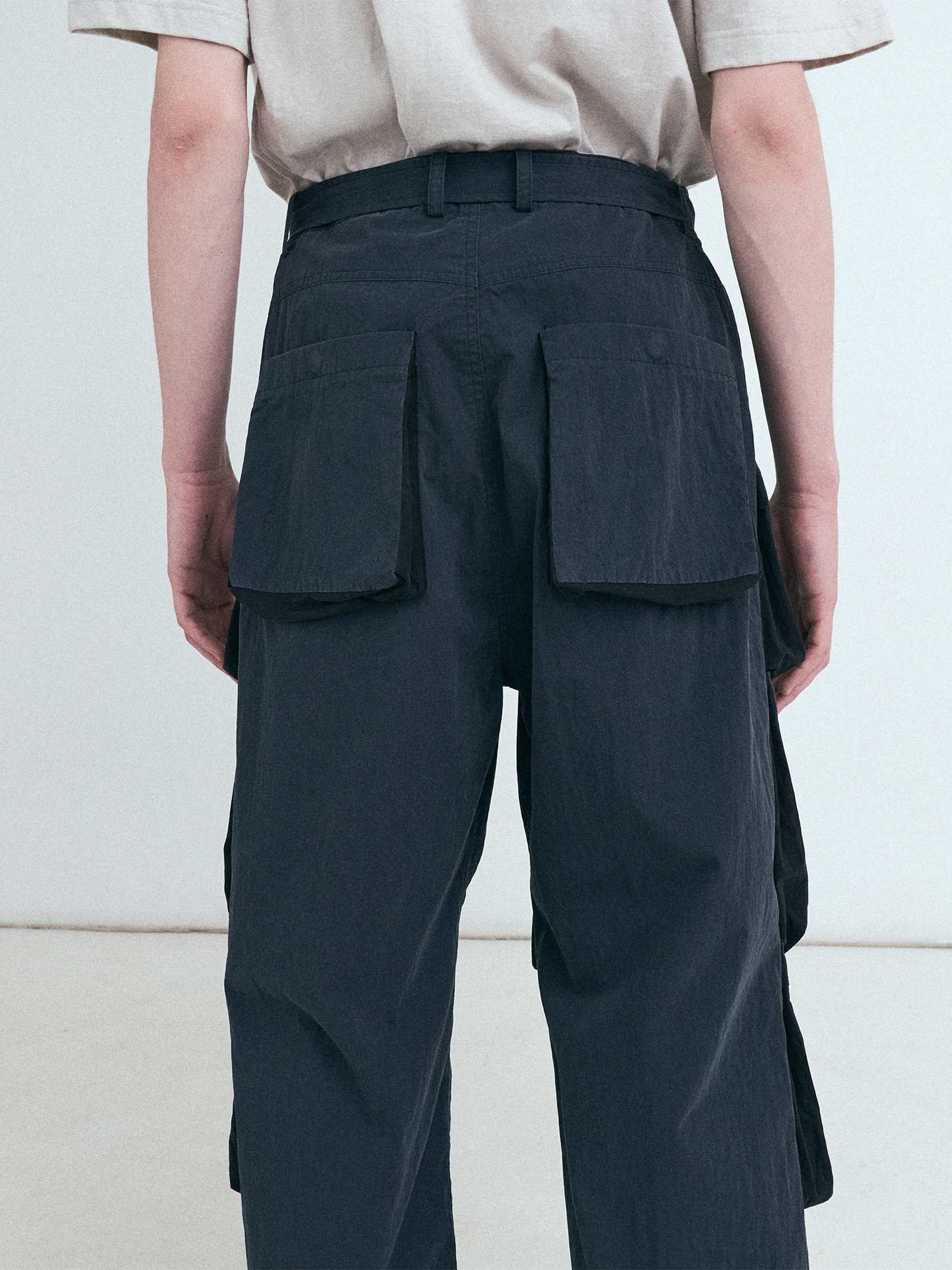 Navy Contrast Multi Pocket Trousers