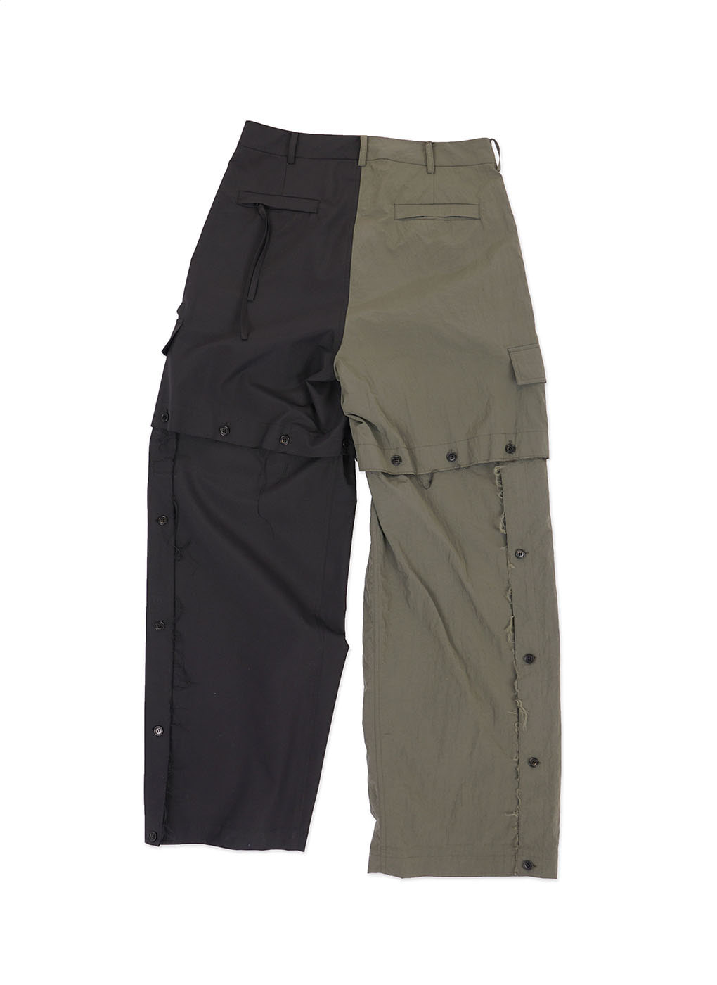 Black/Khaki Fabric Contrast Detachable Panel Pants