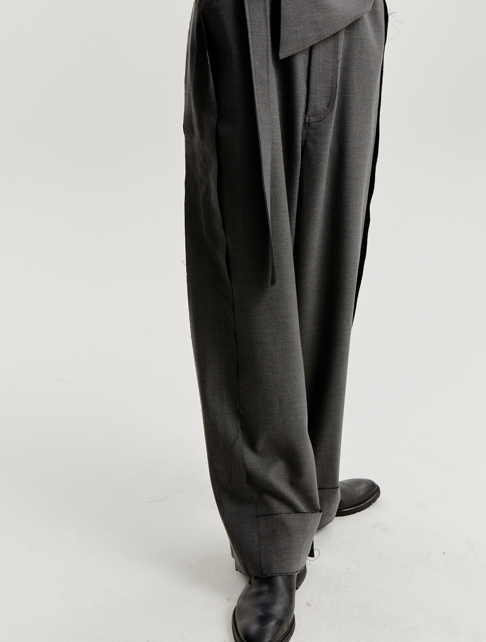 Grey Basic Wide Trousers