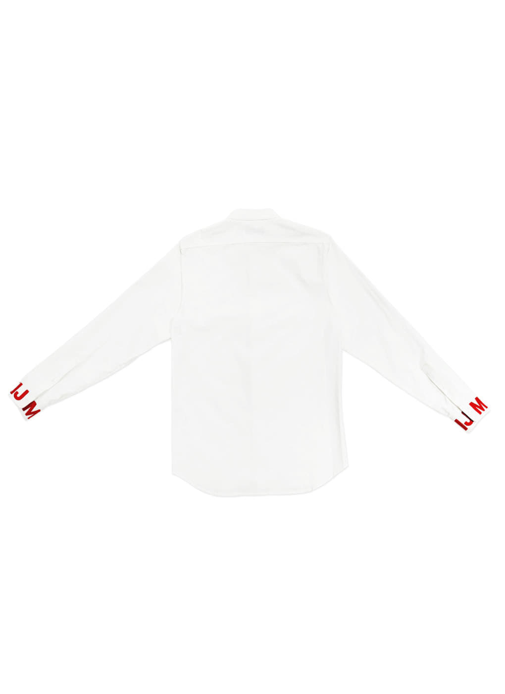 White Stand Collar Shirt With Cuff Embroidery