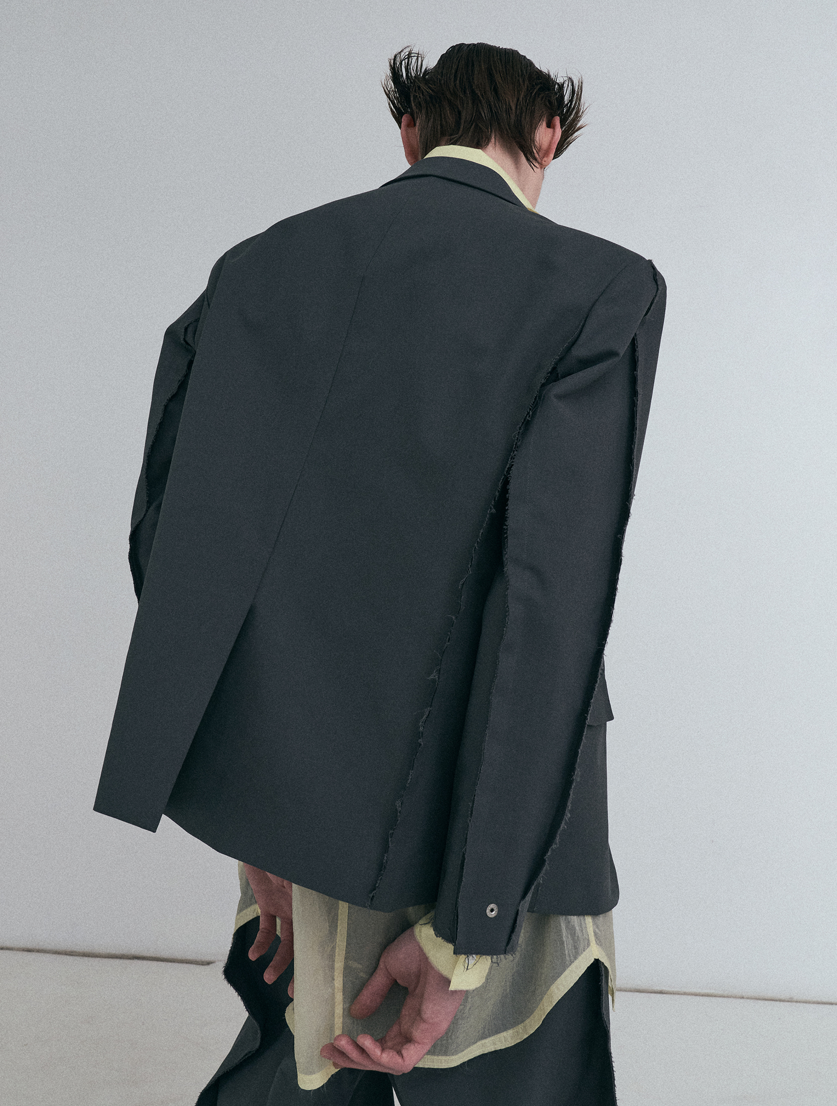 Khaki Grey Inside Out Seam Tailored Jacket