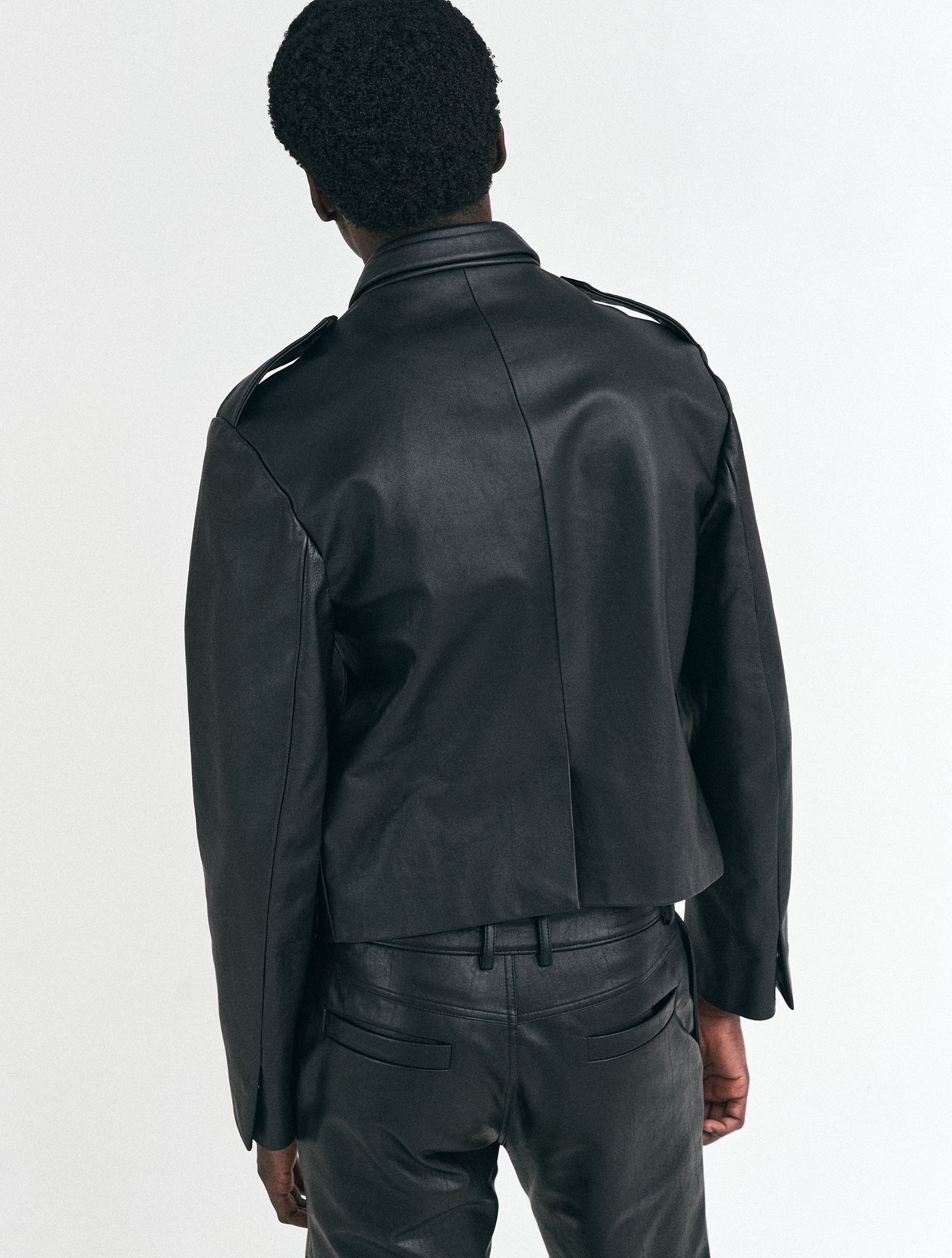 Black Cropped Faux Leather Jacket